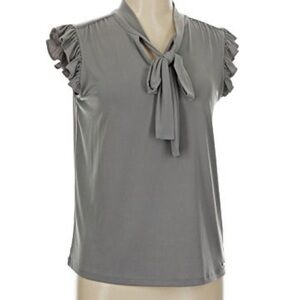 Calvin Klein cap sleeve tie neck blouse.  SIZE XL